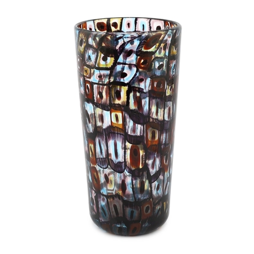 34 - ** ** Vittorio Ferro (1932-2012), a tall Murano glass Murrine vase, multicoloured. under clear glass... 