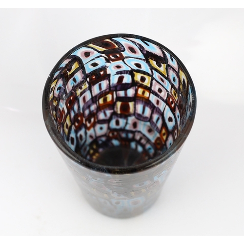 34 - ** ** Vittorio Ferro (1932-2012), a tall Murano glass Murrine vase, multicoloured. under clear glass... 