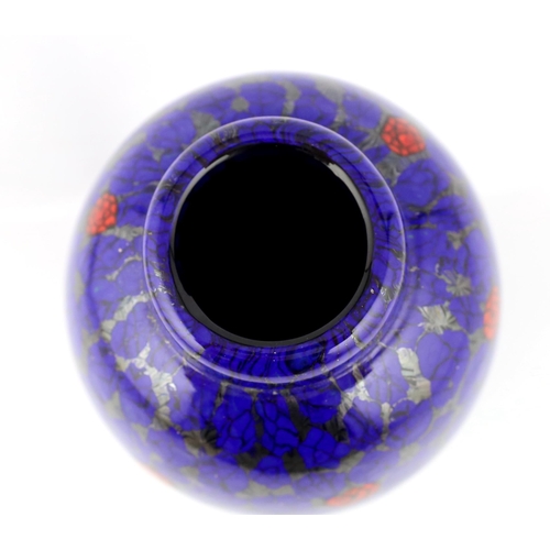 35 - ** ** Vittorio Ferro (1932-2012), a Murano glass Murrine vase, in blue with red roses, signed, 29.5c... 