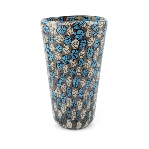 36 - ** ** Vittorio Ferro (1932-2012), a Murano glass Murrine vase, in blue, grey and white, signed, 28cm... 