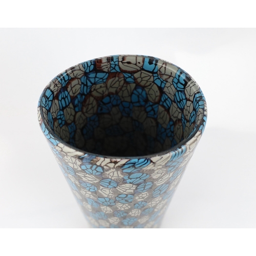 36 - ** ** Vittorio Ferro (1932-2012), a Murano glass Murrine vase, in blue, grey and white, signed, 28cm... 