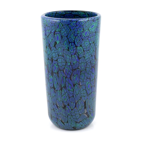 38 - ** ** Vittorio Ferro (1932-2012), a Murano glass Murrine vase, cylindrical shaped, in blue, black an... 