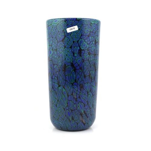 38 - ** ** Vittorio Ferro (1932-2012), a Murano glass Murrine vase, cylindrical shaped, in blue, black an... 