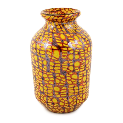 39 - ** ** Vittorio Ferro (1932-2012), a Murano glass Murrine vase, in orange and red, signed, 23cm highP... 