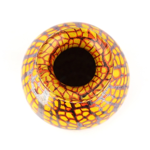 39 - ** ** Vittorio Ferro (1932-2012), a Murano glass Murrine vase, in orange and red, signed, 23cm highP... 