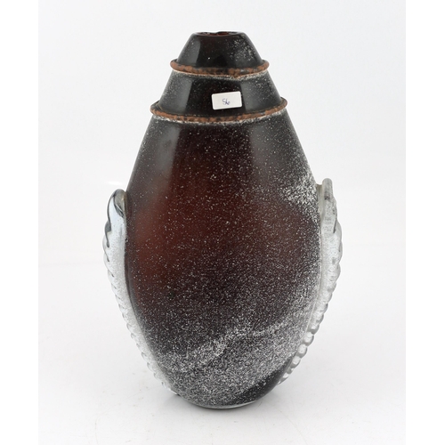 40 - ** ** Vittorio Ferro (1932-2012), a Murano glass vase, speckled purple, with pinched side handles, u... 