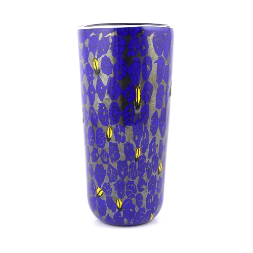 41 - ** ** Vittorio Ferro (1932-2012), a Murano glass Murrine vase, in blue, silver and yellow, signed, 3... 