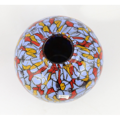 42 - ** ** Vittorio Ferro (1925-2012), a Murano glass Murrine ovoid vase, with butterflies in red and ora... 