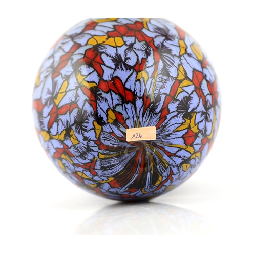 42 - ** ** Vittorio Ferro (1925-2012), a Murano glass Murrine ovoid vase, with butterflies in red and ora... 