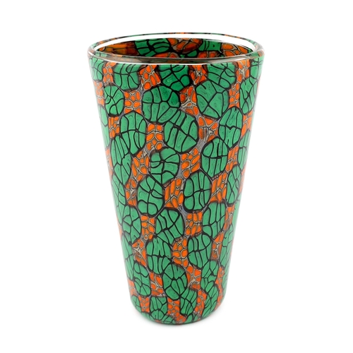 43 - ** ** Vittorio Ferro (1932-2012), a Merano glass Murrine vase, high cup shaped, in green and orange,... 