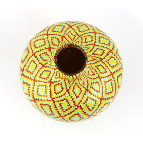 44 - ** ** Vittorio Ferro (1932-2012), a Murano glass Murrine ovoid vase, with mosaic squares in red, yel... 