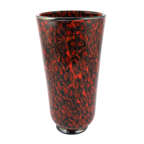 47 - ** ** Vittorio Ferro (1932-2012), a Murano glass Murrine vase, with black whorls on an orange field,... 