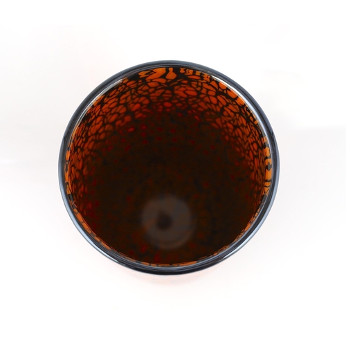 48 - ** ** Vittorio Ferro (1932-2012), a Murano glass Murrine vase, in orange and black, signed, 28cm hig... 