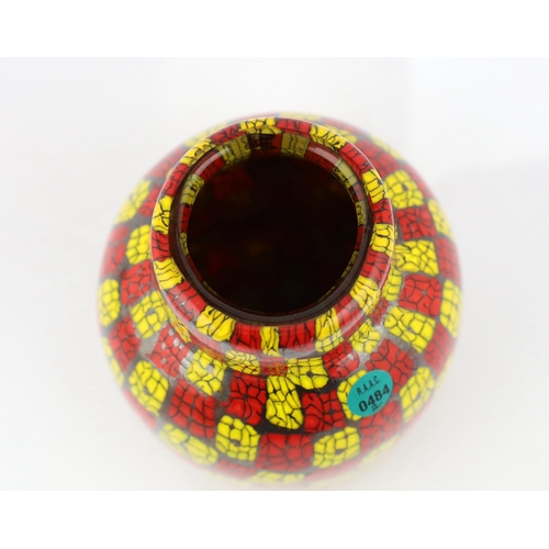 49 - ** ** Vittorio Ferro (1932-2012), a Murano glass Murrine vase, in yellow and red, signed, 26cm highP... 