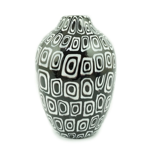 51 - ** ** Vittorio Ferro (1932-2012), a Murano glass Murrine vase, ovoid shaped, with rows of black and ... 