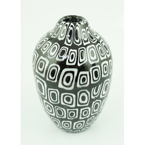 51 - ** ** Vittorio Ferro (1932-2012), a Murano glass Murrine vase, ovoid shaped, with rows of black and ... 