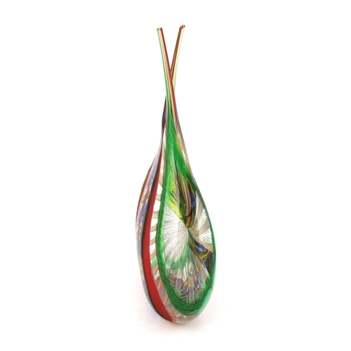 7 - ** ** Gianluca Vidal (1976-), a tall Murano glass teardrop shaped vase, signed, 63cm highPlease note... 