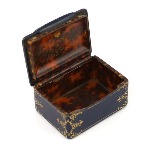 76 - * * A Russian lacquer Catherine II portrait snuff box, by Lukutin, c.1840, painted with a miniature ... 