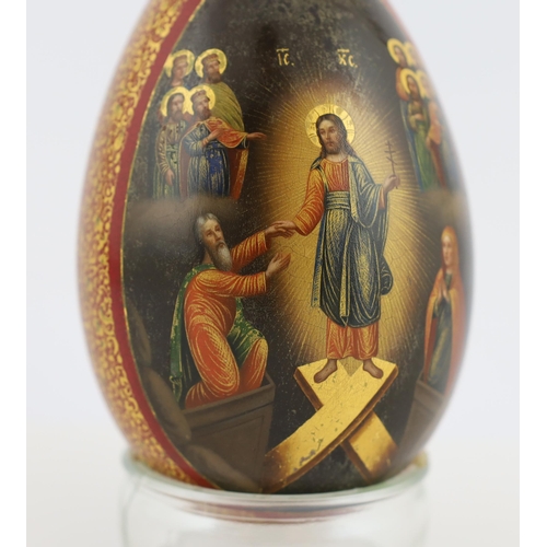 78 - * * A Russian lacquer Old Believers Easter egg, c.1860-80, finely painted with the resurrection of... 