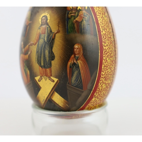 78 - * * A Russian lacquer Old Believers Easter egg, c.1860-80, finely painted with the resurrection of... 