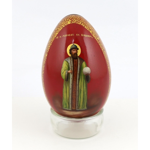 78 - * * A Russian lacquer Old Believers Easter egg, c.1860-80, finely painted with the resurrection of... 