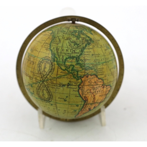 80 - A Newton's 'New & Improved terrestrial pocket globe', with brass gimbal mount and original fishskin ... 