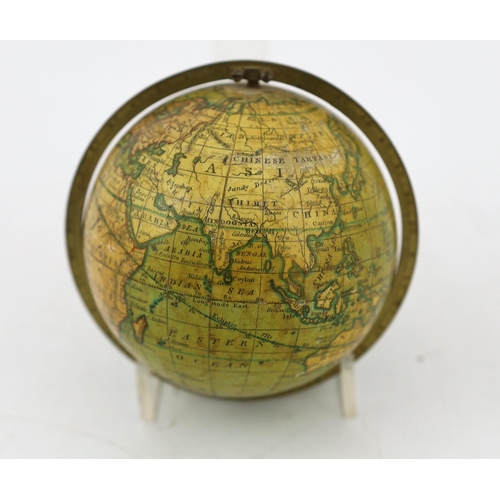 80 - A Newton's 'New & Improved terrestrial pocket globe', with brass gimbal mount and original fishskin ... 