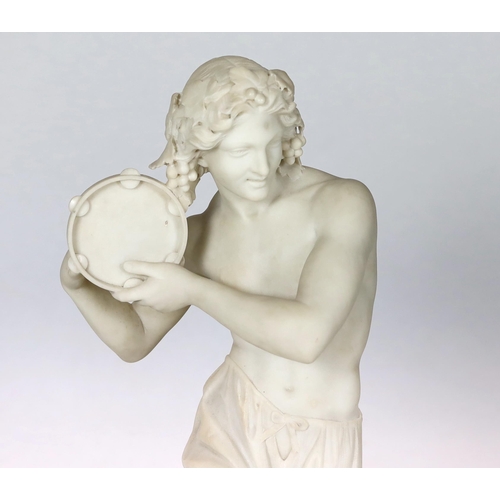 81 - G. Cigoli, a 19th century Italian carved white marble figure of a Neapolitan tambourine dancer, with... 