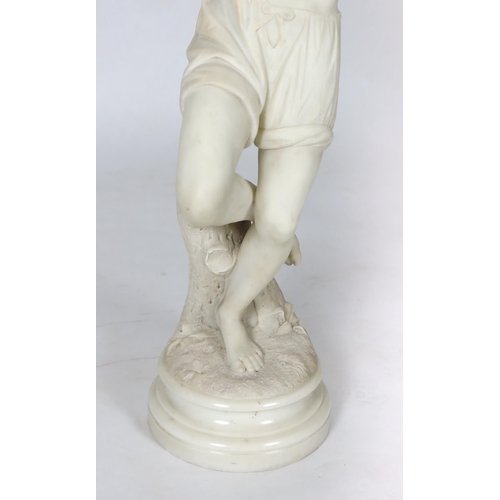 81 - G. Cigoli, a 19th century Italian carved white marble figure of a Neapolitan tambourine dancer, with... 