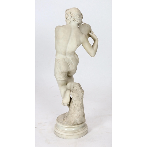 81 - G. Cigoli, a 19th century Italian carved white marble figure of a Neapolitan tambourine dancer, with... 