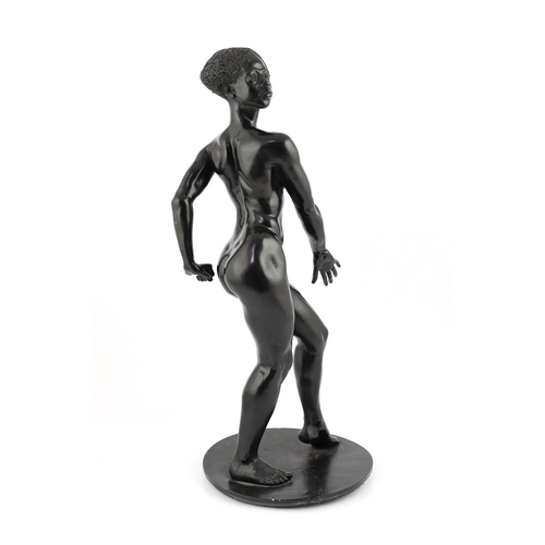 83 - Ronald Cameron (1930-2013), a black patinated cast pewter figure of an African woman, signed and num... 