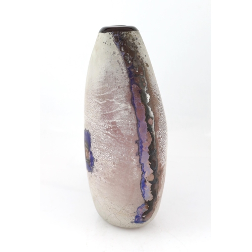 9 - ** ** Alfredo Barbini (1912-2007), a Murano tall blue glass vase, of oval section, the surface in ... 