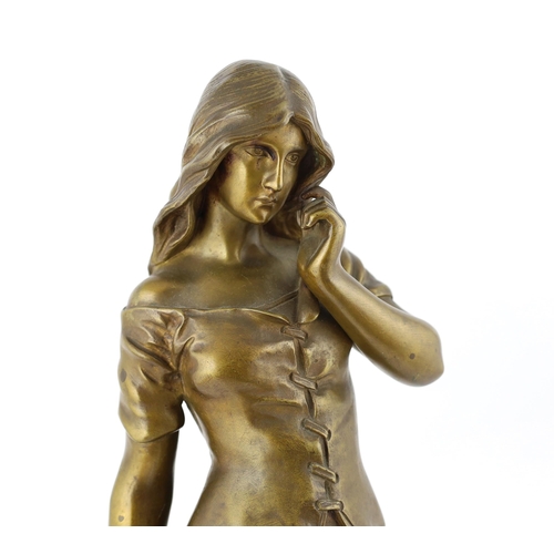 93 - Pierre Marie François Ogé (1849-1912), a bronze figure of a tambourine girl standing with the instru... 