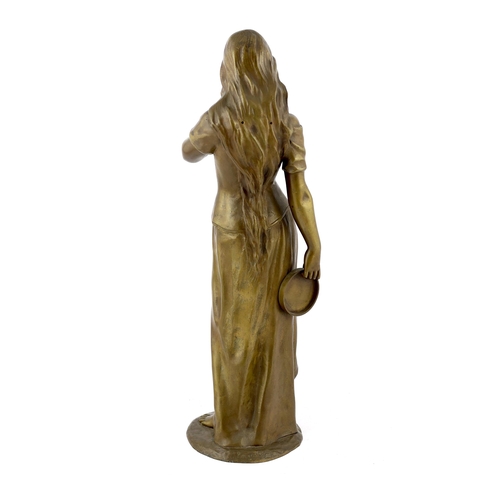 93 - Pierre Marie François Ogé (1849-1912), a bronze figure of a tambourine girl standing with the instru... 