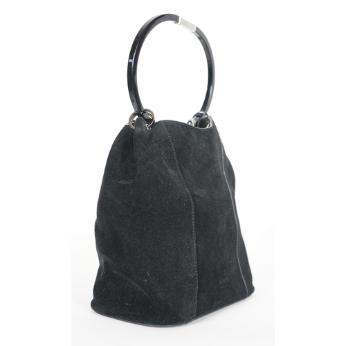 1005 - ** ** A vintage Gucci black Tom Ford era suede handbag, with dust bag, silver-tone hardware, a singl... 