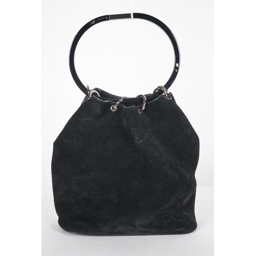 1005 - ** ** A vintage Gucci black Tom Ford era suede handbag, with dust bag, silver-tone hardware, a singl... 