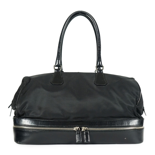 1008 - A Prada Tessuto black nylon and leather bag, width 38cm, height 23cm, depth 50cm