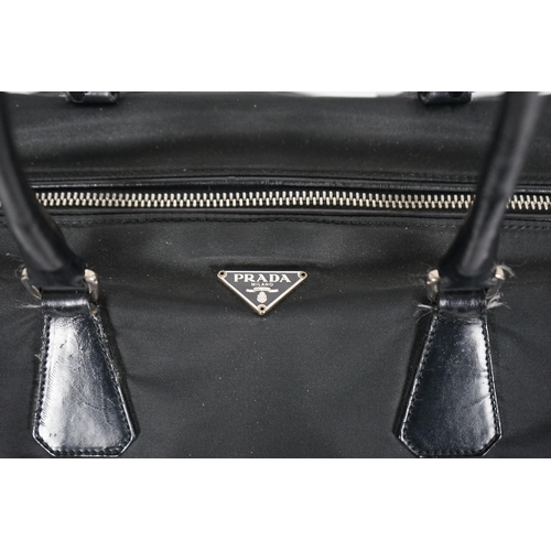 1008 - A Prada Tessuto black nylon and leather bag, width 38cm, height 23cm, depth 50cm