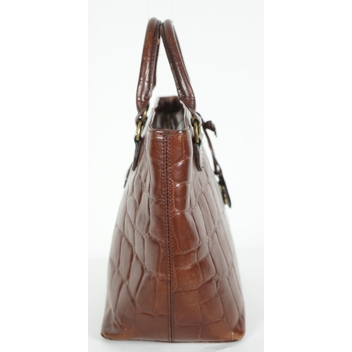 1009 - A brown Mulberry crocodile effect leather bag, with detachable matching shoulder strap and dust cove... 