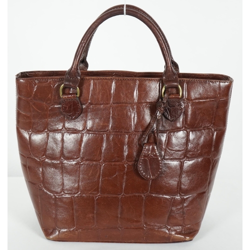 1009 - A brown Mulberry crocodile effect leather bag, with detachable matching shoulder strap and dust cove... 