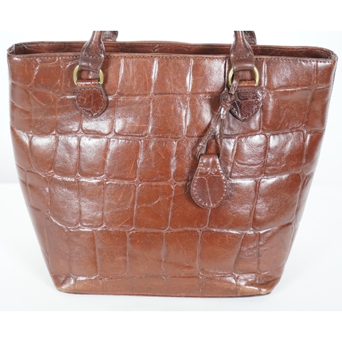 1009 - A brown Mulberry crocodile effect leather bag, with detachable matching shoulder strap and dust cove... 