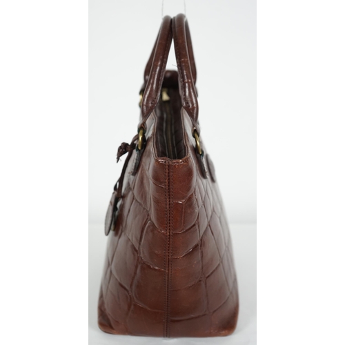 1009 - A brown Mulberry crocodile effect leather bag, with detachable matching shoulder strap and dust cove... 