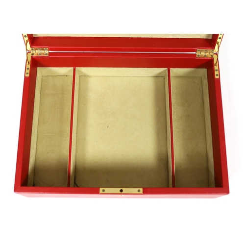 1014 - A Fabergé cased red leather jewellery box, width 33cm