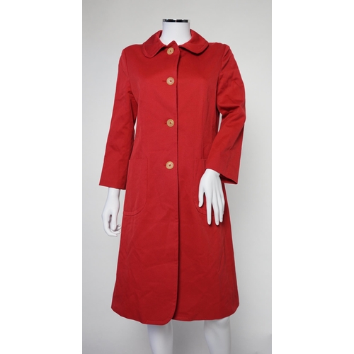 1015 - A DKNY red lady's coat and a DKNY satin jacket, coat size 6, jacket size 8