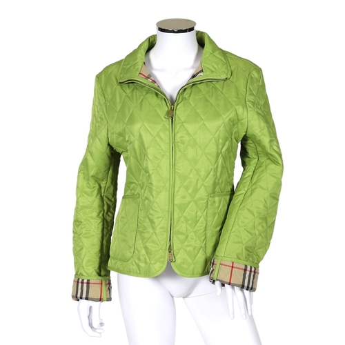 1017 - Two Burberry lady's quilted jackets, one pink and the other green, size Medium