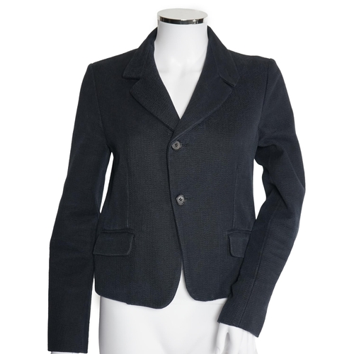 1023 - An Marni navy blue textured cotton lady's jacket, IT 36