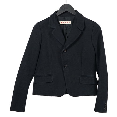 1023 - An Marni navy blue textured cotton lady's jacket, IT 36