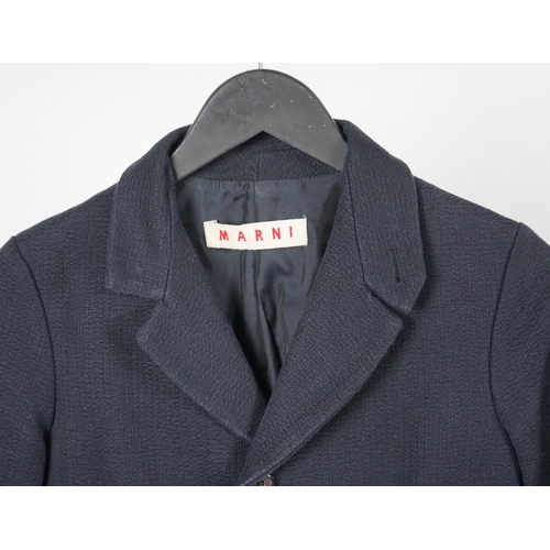 1023 - An Marni navy blue textured cotton lady's jacket, IT 36