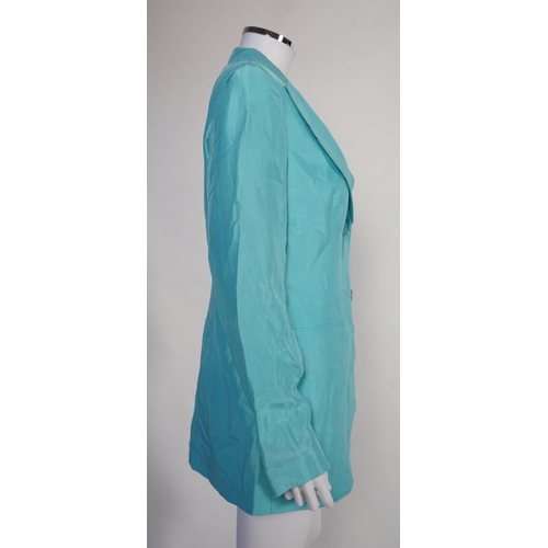 1029 - Four Emporio Armani lady's jackets, light blue silk jacket, grey satin finish jacket, black satin fi... 