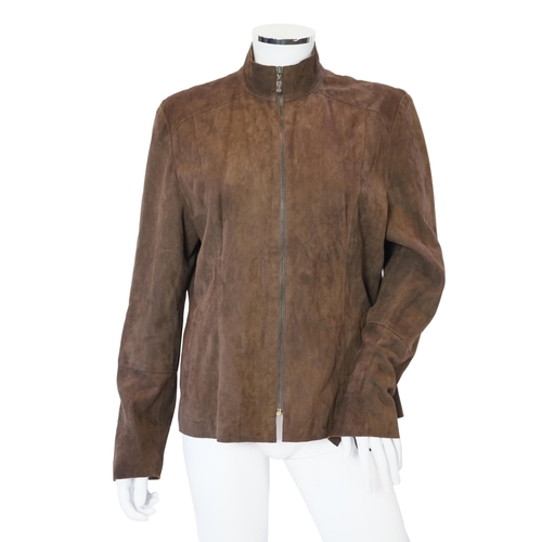 1035 - A Ralph Lauren, Polo Collection brown suede jacket, with zip front and sleeve detail, side slit pock... 